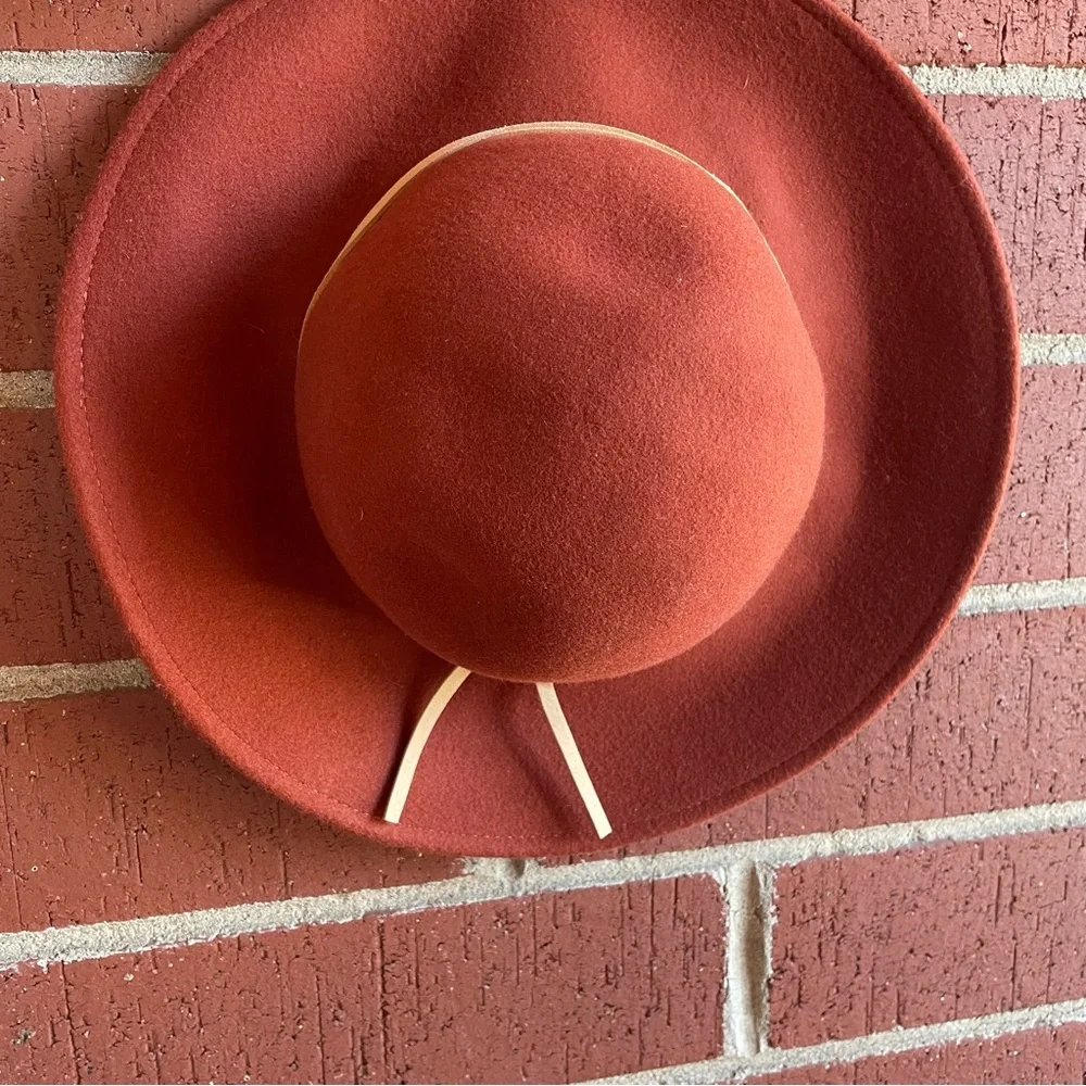 JANIE AND JACK Wool Felt Rust Wide Brim Hat 4-5 Yrs NWT